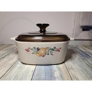 Corning Ware Abundance A-1.5-B Casserole Dish w/Pyrex Lid 8.75" x 6.9" x 4.4"
